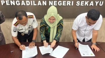 Dukung Persidangan Elektronik, Kalapas Sekayu Teken Perjanjian Kerja Sama di Pengadilan Negeri Sekayu
