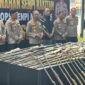 Pemusnahan senpi ilegal di lapangan Tembak Brimob Polda Sumsel.