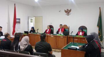 Saat lima orang saksi dihadirkan di sidang PN Palembang, Senin (6/7/2026)