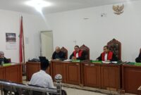 Saat JPU bacakan  dakwaan terdakwa Korupsi Layanan BTN e-Batara Pos di sidang PN Tipikor Palembang, Rabu (15/7/2026)