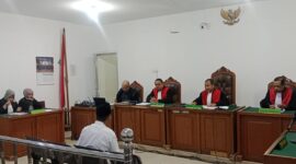 Saat JPU bacakan  dakwaan terdakwa Korupsi Layanan BTN e-Batara Pos di sidang PN Tipikor Palembang, Rabu (15/7/2026)