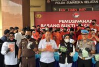 Ditresnarkoba Polda Sumsel lakukan pemusnahan.