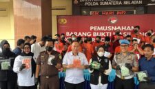 Ditresnarkoba Polda Sumsel lakukan pemusnahan.