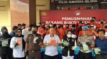 Ditresnarkoba Polda Sumsel lakukan pemusnahan.