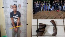 Pelaku beserta barang bukti saat diamankan. Foto: dokumen polisi.
