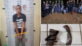Pelaku beserta barang bukti saat diamankan. Foto: dokumen polisi.