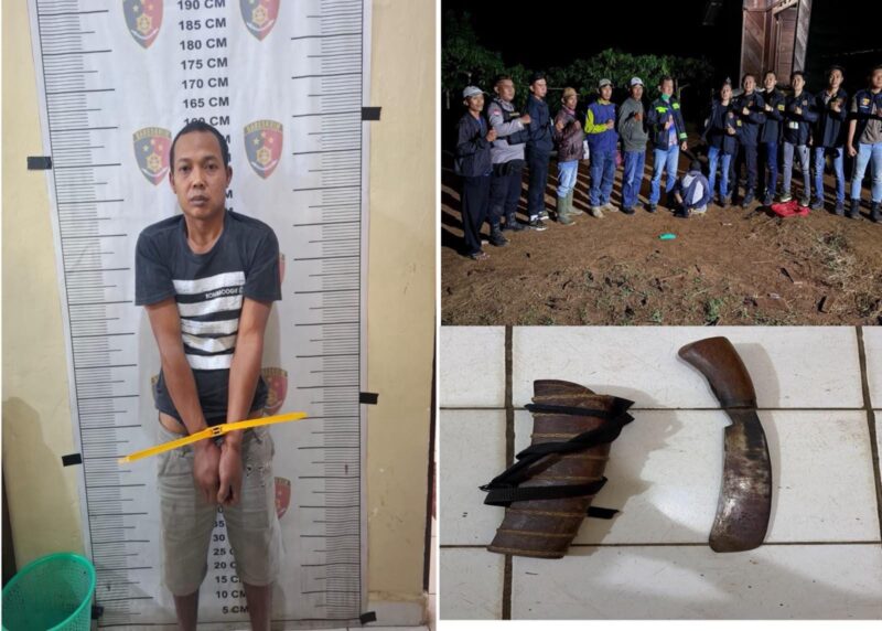 Pelaku beserta barang bukti saat diamankan. Foto: dokumen polisi.