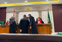 Suasana sidang di Pengadilan Tipikor Palembang saat JPU membacakan tuntutan terhadap terdakwa Yansori dalam perkara dugaan korupsi penjualan lahan kawasan hutan, Kamis (30/7/2026).