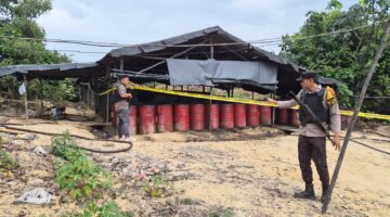 Polsek Bayung Lencir Amankan Pelaku Illegal Refinery.