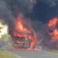 Bus ALS yang terbakar di Jalan Lintas Sumatera beberapa waktu lalu.