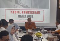 Caption: Kepala BPS Sumsel, Moh Wahyu Yulianto saat diwawancarai langsung usai rilis, Rabu (5/8/2026). Foto: Tia