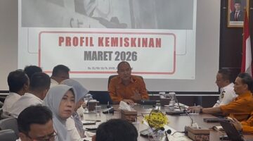 Caption: Kepala BPS Sumsel, Moh Wahyu Yulianto saat diwawancarai langsung usai rilis, Rabu (5/8/2026). Foto: Tia