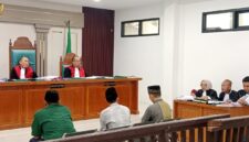 Saat pemeriksaan para terdakwa yang saling memberikan keterangan disidang PN Tipikor Palembang, Kamis (6/8/2026