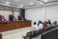 Saat kedua terdakwa dihadirkan diruang sidang di PN Tipikor Palembang, Kamis (6/8/2026)
