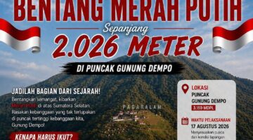 fhoto (istimewa) : flayer bentang bendera 2026 meter di puncak dempo