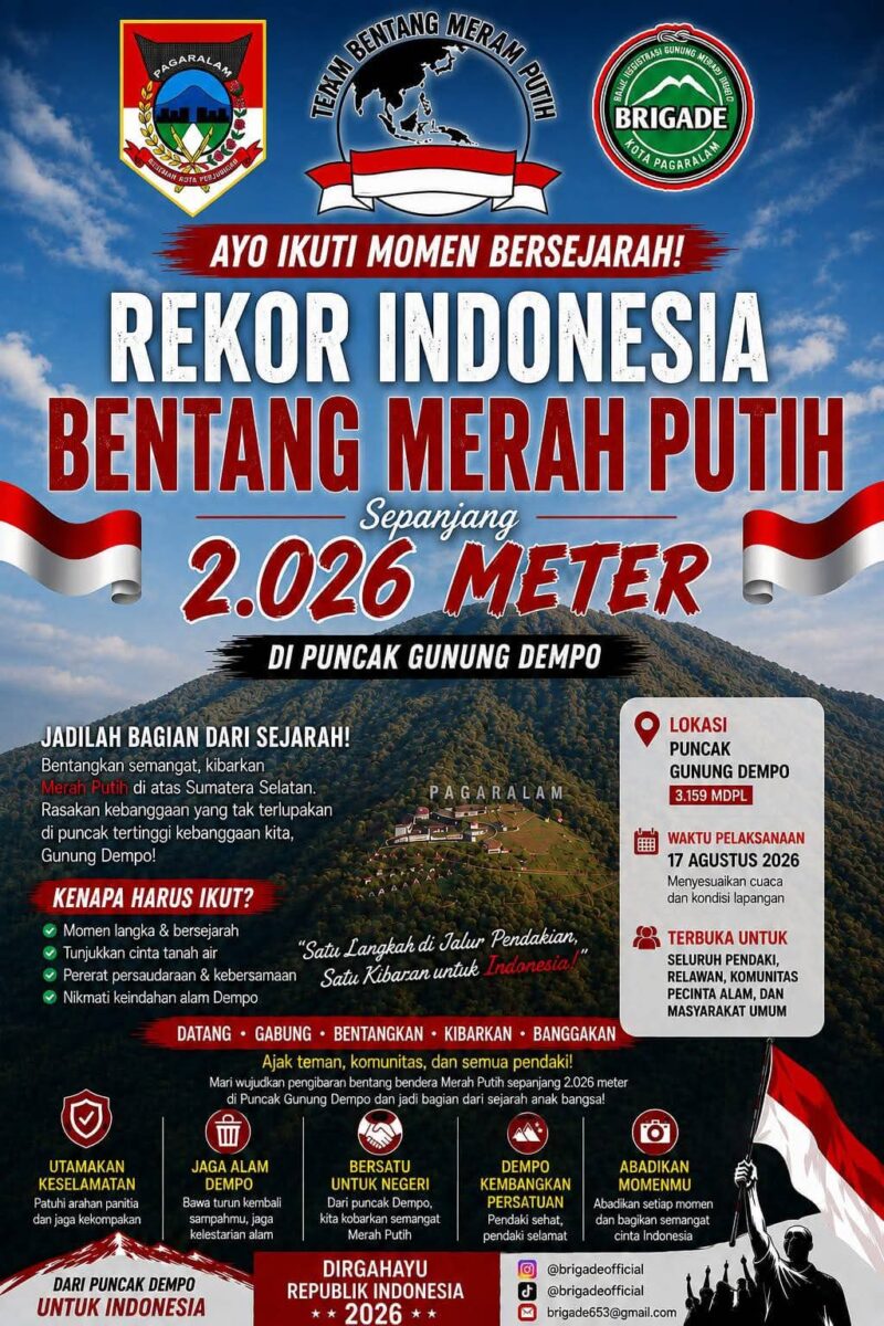 fhoto (istimewa) : flayer bentang bendera 2026 meter di puncak dempo