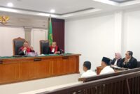 Suasana sidang Kasus Korupsi Irigasi Air Lemutu yang digelar di PN Tipikor Palembang, Selasa (11/8/206)