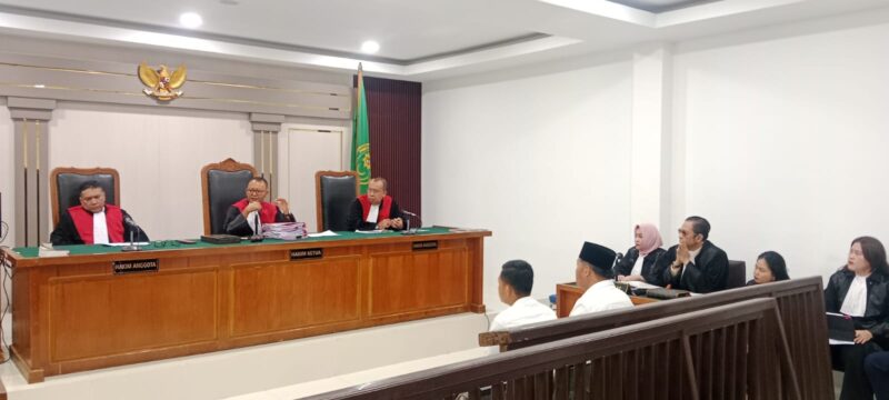 Suasana sidang Kasus Korupsi Irigasi Air Lemutu yang digelar di PN Tipikor Palembang, Selasa (11/8/206)
