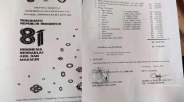 Proposal HUT RI di Kecamatan IT I Palembang senilai Rp 76,2 juta.