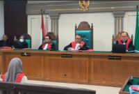 Saat majelis hakim membacakan putusan Terdakwa Nisdiarti disidang PN Palembang Kamis (13/8/2026)