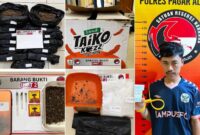 fhoto : tersangka tindak pidana narkotika yang digerebek dengan barang bukti 2,3 kg ganja