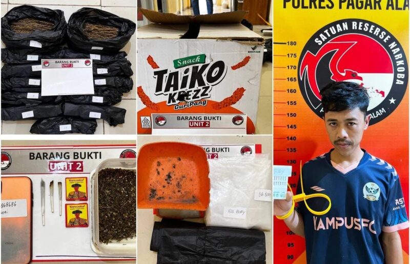 fhoto : tersangka tindak pidana narkotika yang digerebek dengan barang bukti 2,3 kg ganja