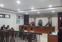 Saat JPU bacakan tuntutan pidana terhadap tiga terdakwa Kasus Dugaan korupsi BSI di PN Tipikor Palembang, Kamis (20/8/2026)