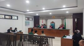 Saat JPU bacakan tuntutan pidana terhadap tiga terdakwa Kasus Dugaan korupsi BSI di PN Tipikor Palembang, Kamis (20/8/2026)