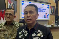 Direktur Jenderal Keuangan Daerah Kementerian Dalam Negeri, Agus Fatoni saat diwawancarai langsung usai rapat koordinasi pengelolaan keuangan daerah di Auditorium Graha Bina Praja, Jum’at (21/8/2026). Foto: Tia