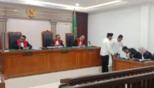 Saat para terdakwa kordinasi terhadap tuntutan yang dibacakan oleh JPU pada sidang yang digelar di PN Tipikor palembang, Senin (24/8/2026)