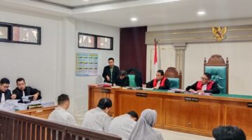 Saat JPU bacakan Tuntutan pidana terhadap Empat Terdakwa disidang PN Tipikor Palembang, Kamis (27/8/2026)