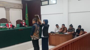 Saat sidang gugutan media digelar di PN Palembang, Senin (31/8/2026)