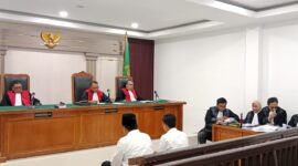 Suasana persidangan di PN Tipikor Palembang saat tim penasihat hukum menyampaikan nota pembelaan (pledoi) dalam sidang, Senin (31/8/2026).