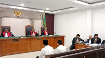 Suasana persidangan di PN Tipikor Palembang saat tim penasihat hukum menyampaikan nota pembelaan (pledoi) dalam sidang, Senin (31/8/2026).