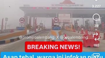 Tol Palembang sempat buka tutup akibat kabut asap. Foto: tangkapan layar akun Instagram @oypalembang.