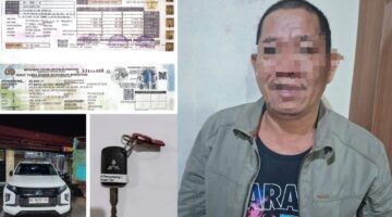 Pelaku beserta barang bukti saat diamankan. Foto: dokumen polisi.
