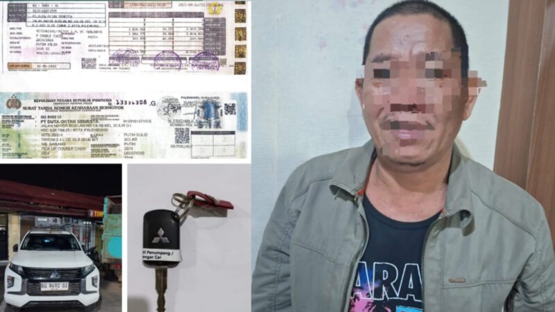Pelaku beserta barang bukti saat diamankan. Foto: dokumen polisi.
