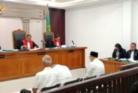 Saat tiga terdakwa jalani sidang perdana di PN Tipikor Palembang, Senin (7/9/2026)