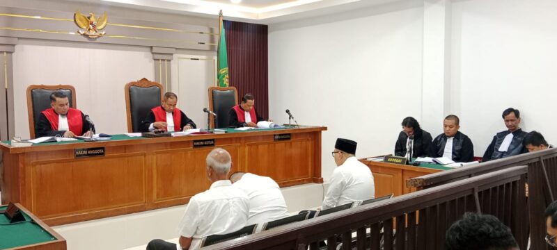Saat tiga terdakwa jalani sidang perdana di PN Tipikor Palembang, Senin (7/9/2026)