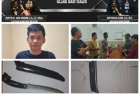 Pelaku beserta barang bukti saat diamankan. Foto: dokumen polisi.
