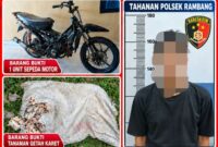 Tersangka beserta barang bukti saat diamankan. Foto: dokumen polisi.