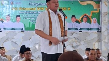 Kapolsek Sanga Desa Hadiri Acara Maulid Nabi Serta Ikut Syukuran dan Doa Bersama Gubernur Sumsel.