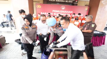 Pemusnahan barang bukti narkotika di Polda Sumsel.