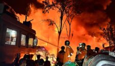 fhoto (istimewa): kebakaran hebat di pagar alam, gudang barang bekas ludes dilalap api