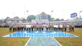 Apel gelar pasukan Operasi Patuh Musi 2026 di lapangan Mapolda Sumsel.