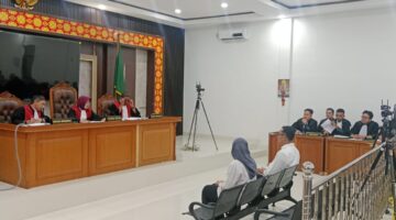 Saat dua terdakwa dihadirkan disidang PN Tipikor Palembang, Rabu (28/10/2026)
