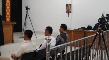 Saat ketiga terdakwa Jalani sidang perdana di PN Tipikor Palembang, Rabu (28/10/2026)